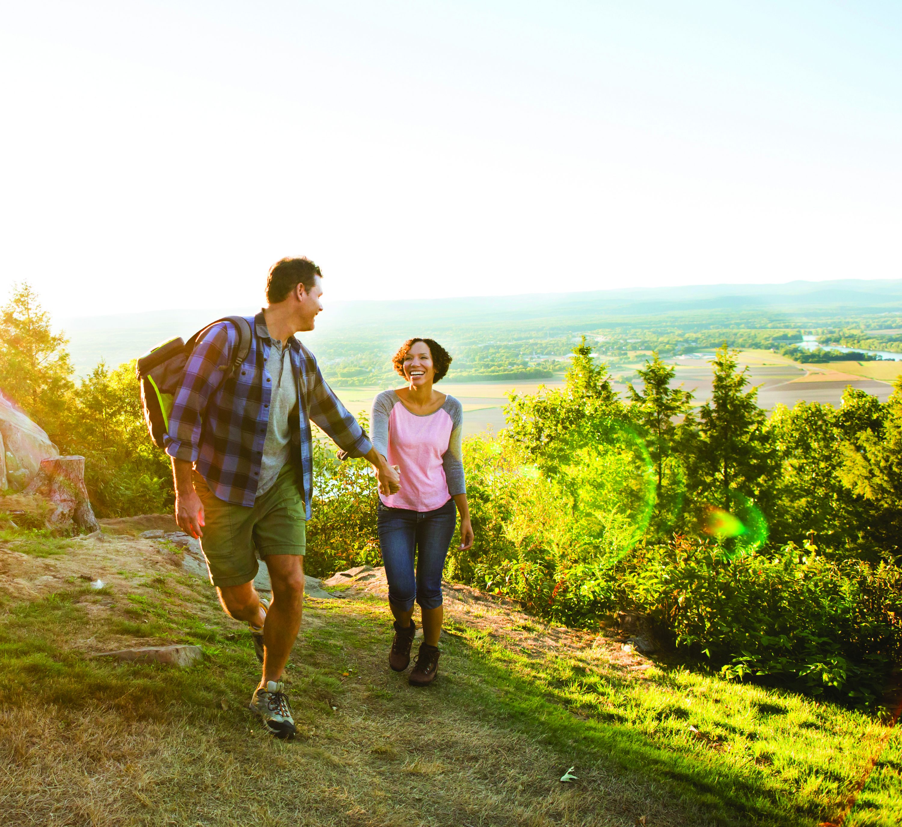Hikers enjoying views of the Valley from the Mt. Holyoke Range. Lynne Graves Photography