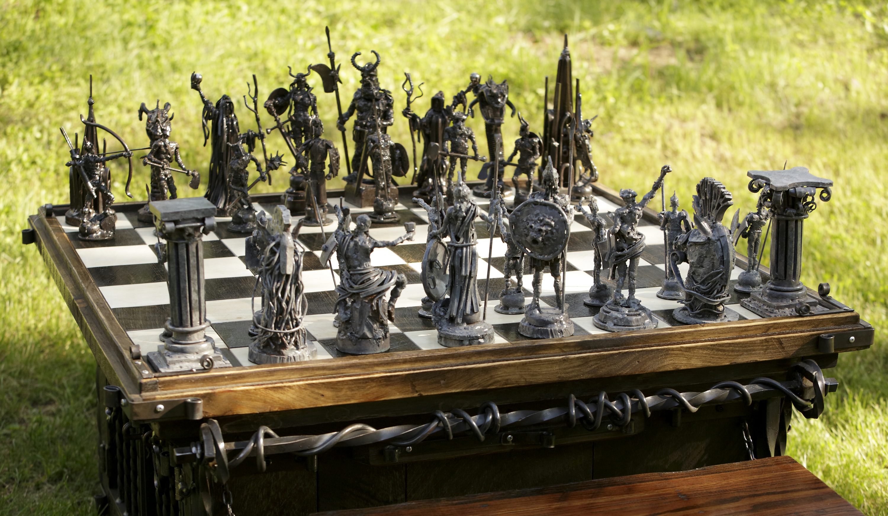 Take warriors from ancient Greece, put them in an epic battle with medieval knights, add the imagination of metal sculptor Matthew Evald Johnson - and you have "Chess mastery"! Massachusetts sculptor Matt Johnson made his first chess set, which was titled 'Classicus vs. Medievalus', in 2016. He sold it when showing it for the first time at the Paradise City Northampton show. His new chess set, titled 'Titanomachy', will be complete in March for a debut at Paradise City in Marlborough. Johnson will give a Paradise City “smARTtalk” about the genesis of these extraordinary chess sets.