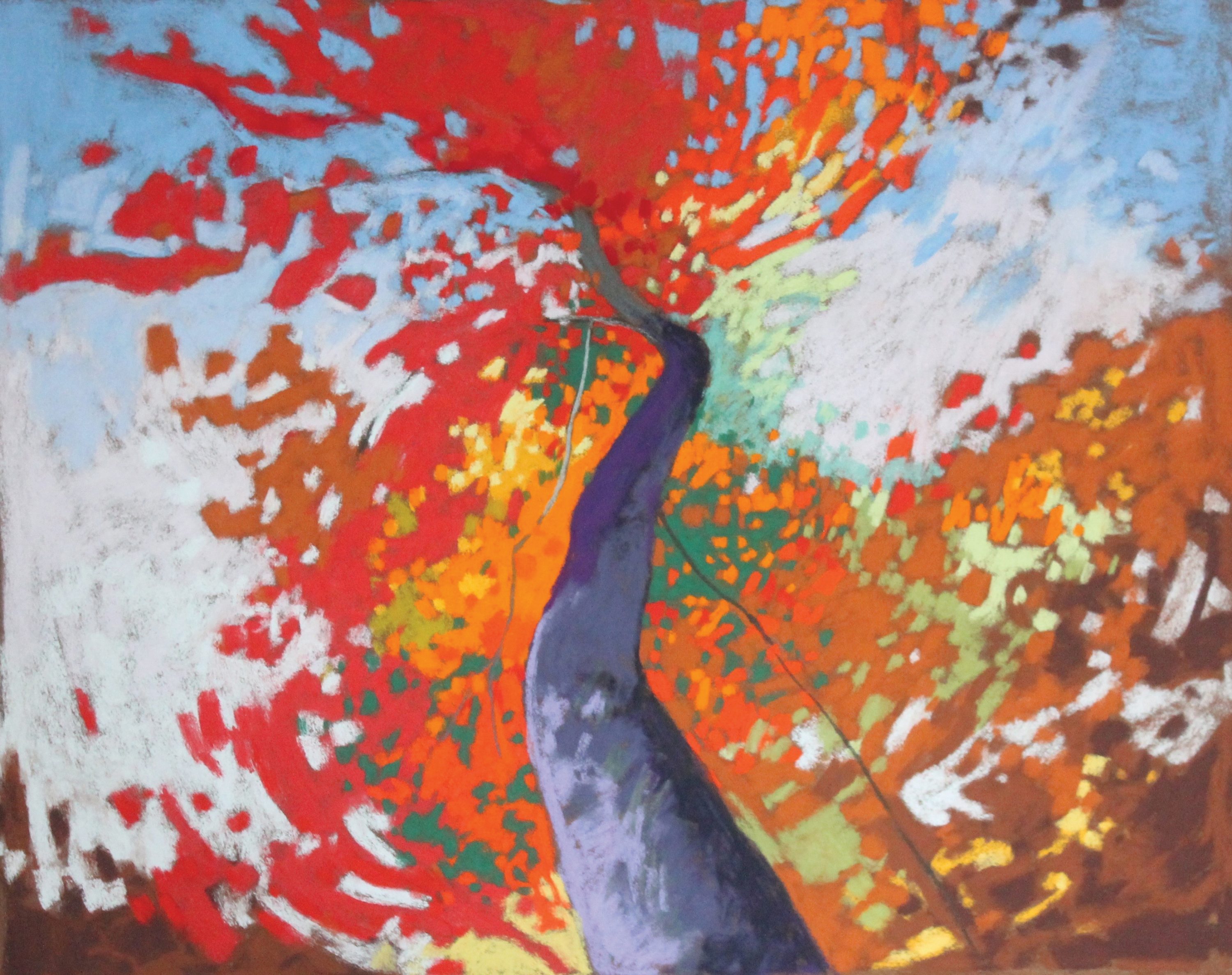 Marlene Rye's abstracted landscapes are full of vivid color and undulate with light and shadow. Winding paths along a forest floor with water and sky are surely there, but her paintings suggest a secret space where trees can become circus performers, magicians or dancers. She has an A.B. from Smith College and an M.F.A. from the University of Pennsylvania. She has mounted 17 solo gallery shows since 1994, including the Gross McCleaf Gallery in Philadelphia and Jacqui Becker Gallery in Boston.